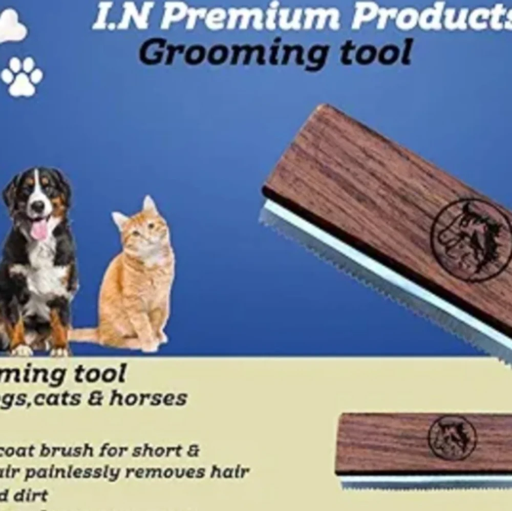 I N Premium Products Wooden Pet Grooming Brush 2 5